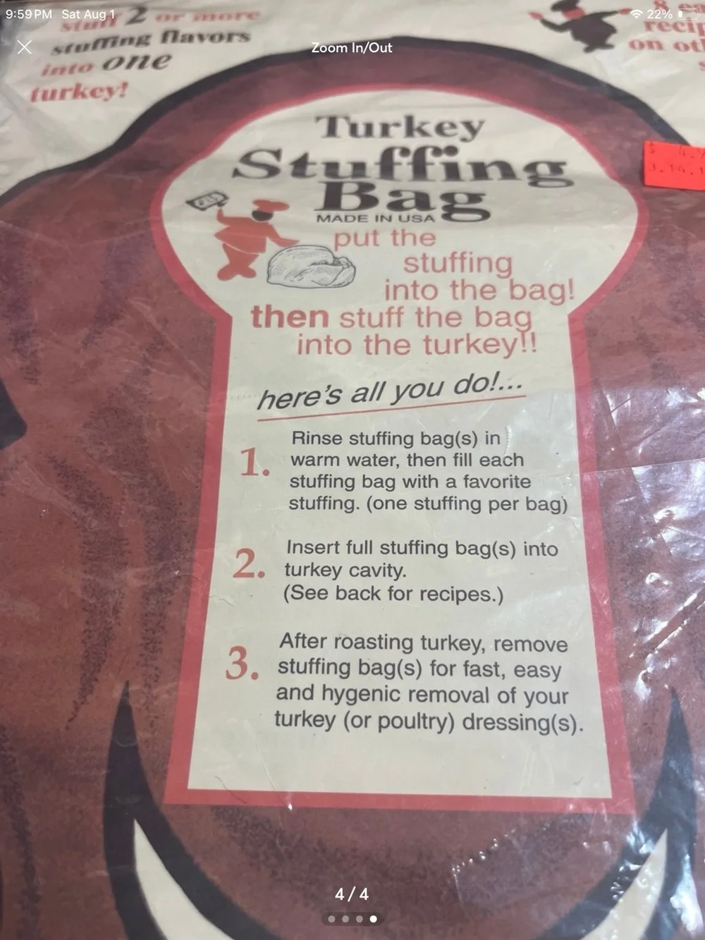 Turkey Stuffing Bag Set - Beige and Brown lot of 4aug